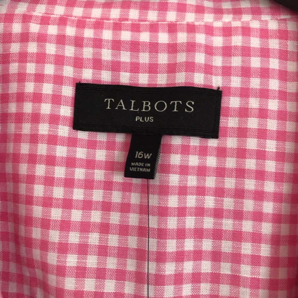 Talbots pink gingham cotton blazer